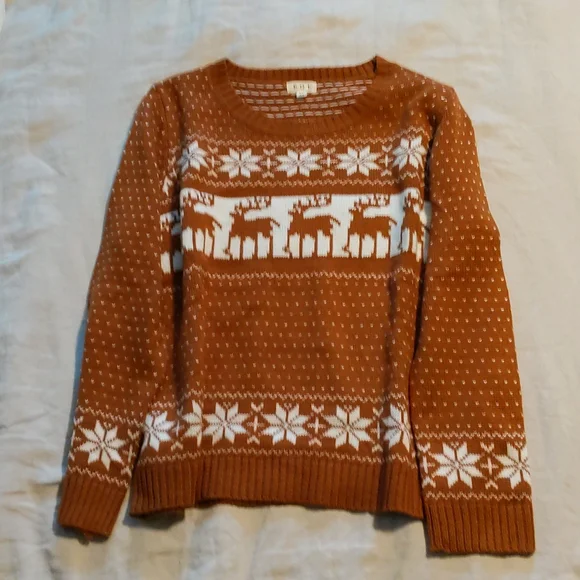 Pol Fair Isle reindeer Holiday Christmas sweater, size medium in Brown - Picture 3 of 3